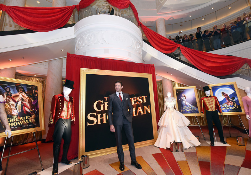 Hugh Jackman attends as Cunard Hosts World Premiere of 20 th Century Fox’s “The Greatest Showman” on board Greatest Ocean Liner, Flagship Queen Mary 2, on Friday, Dec. 8, 2017, in Brooklyn, N.Y. Photo by Diane Bondareff/Invision for Cunard/AP Images)