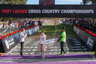 Dylan Jacobs of Orland Park, Ill., captured first place in the boys race at the 39th Annual Foot Locker Cross Country Championships (FLCCC) National Finals at Morley Field, Balboa Park in San Diego on Dec. 9, 2017.