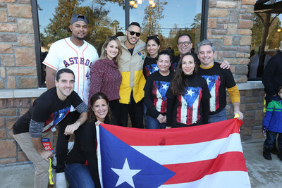 Michael Feliz, Daniella Rodriguez and Carlos Correa with Texas United for Puerto Rico members