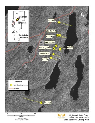 Figure 1.  Plan View - Drillhole Locations (CNW Group/Nighthawk Gold Corp.)