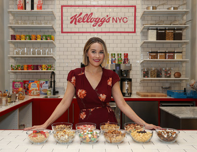 Designer, foodie and lifestyle expert Lauren Conrad designed several cereal creations for the new Union Square Kellogg’s® NYC Café on Tuesday, Dec. 12, 2017, in New York. (Mark Von Holden/AP Images for Kellogg's) (PRNewsfoto/Kellogg Company)