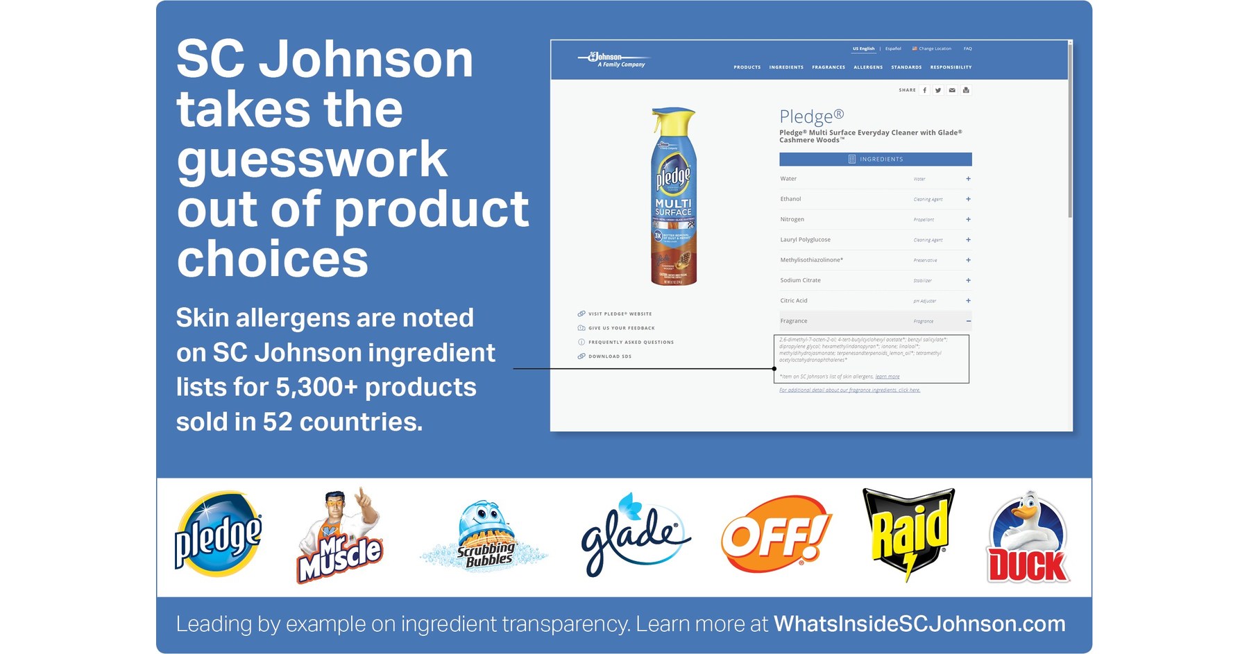 SC Johnson Goes Above and Beyond Regulatory and Industry Standards with  Skin Allergen Transparency