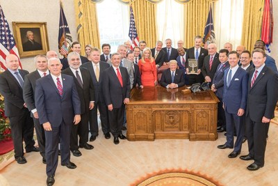 Friends of Zion Award presented to President Trump joined by Dr. Mike Evans Vice President Pence, Senior Advisors Jared Kushner and Ivanka Trump and global faith leaders