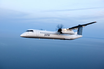 Porter operates a fleet of Bombardier Q400 aircraft. The aircraft sets new standards for comfort and fuel efficiency, using 30 to 40 per cent less fuel than comparable regional and narrow-body jets. The Q400 features high cruising speed, revolutionary cabin noise-reduction technology and environmentally-friendly engines. (CNW Group/Porter Airlines Inc.)