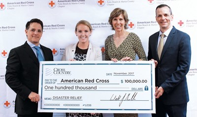 Left-Right: William Burns, Chief Financial Officer, Cross Country Healthcare; Michelle Boggs, Regional Chief Development Officer, American Red Cross South Florida Region; Joanne Nowlin, Regional Chief Executive Officer, American Red Cross South Florida Region; Kevin Ingham, Chief Human Resources Officer, Cross Country Healthcare