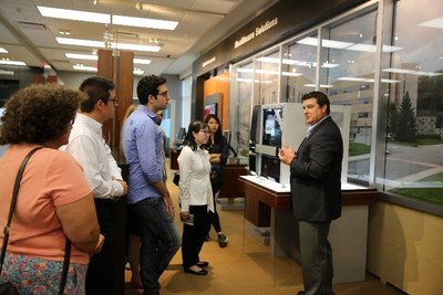 Brian McNally, Ph.D., Senior Manager, Canon BioMedical speaks with the iGEM Team at Canon’s Headquarters in Melville, NY.
