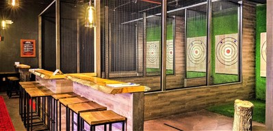 A look inside Kick Axe, a 7,000-square-foot axe-throwing venue, which will open to the public on December 15 in the Gowanus neighborhood of Brooklyn.