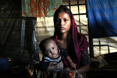 Jamira, 26, lives in Bangladesh’s refugee settlements with her two children, who have both become ill since fleeing Myanmar. Courtesy World Vision (CNW Group/World Vision Canada)