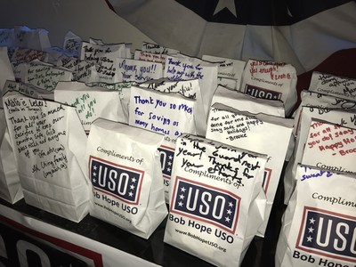The USO Inc. and Bob Hope USO dedicated their pre-premiere reception to California National Guard members. At the reception, service members, USO staff and supporters pitched in to stuff 600 care packages at the American Legion Hollywood that will be delivered to some of the 1,350-plus California National Guard members activated to fight the Southern California wildfires.