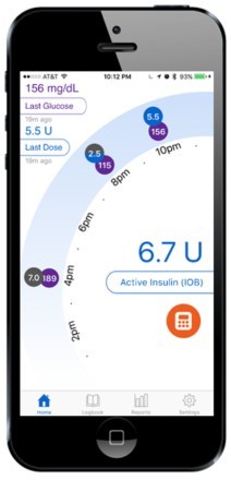The Companion App home screen gives a summary of your current data. It provides last dose and last blood glucose information, an active insulin display (like an insulin pump) and a graphical depiction of the last 10 hours. In addition, you can access the dose calculator to help with the diffcult calculations required for insulin dosing.