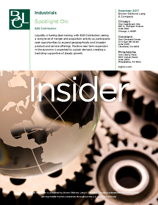 Brown Gibbons Lang & Company M&A Accelerates in B2B Distribution