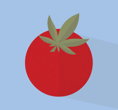 An illustration of a tomato and cannabis leaf (CNW Group/Canopy Growth Corporation)