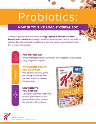 Special K Nourish® Berries & Peaches with Probiotics is only cereal from a leading brand to contain live and active cultures