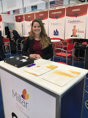 Michelle Davis, OEM Engineer at Millar, Inc., representing the company's medical device OEM division at MEDICA 2017.