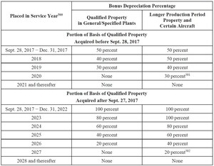 New Business Tax Reform - Bonus Depreciation