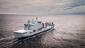 The Royal Canadian Navy's new mothership sails, on time and to budget