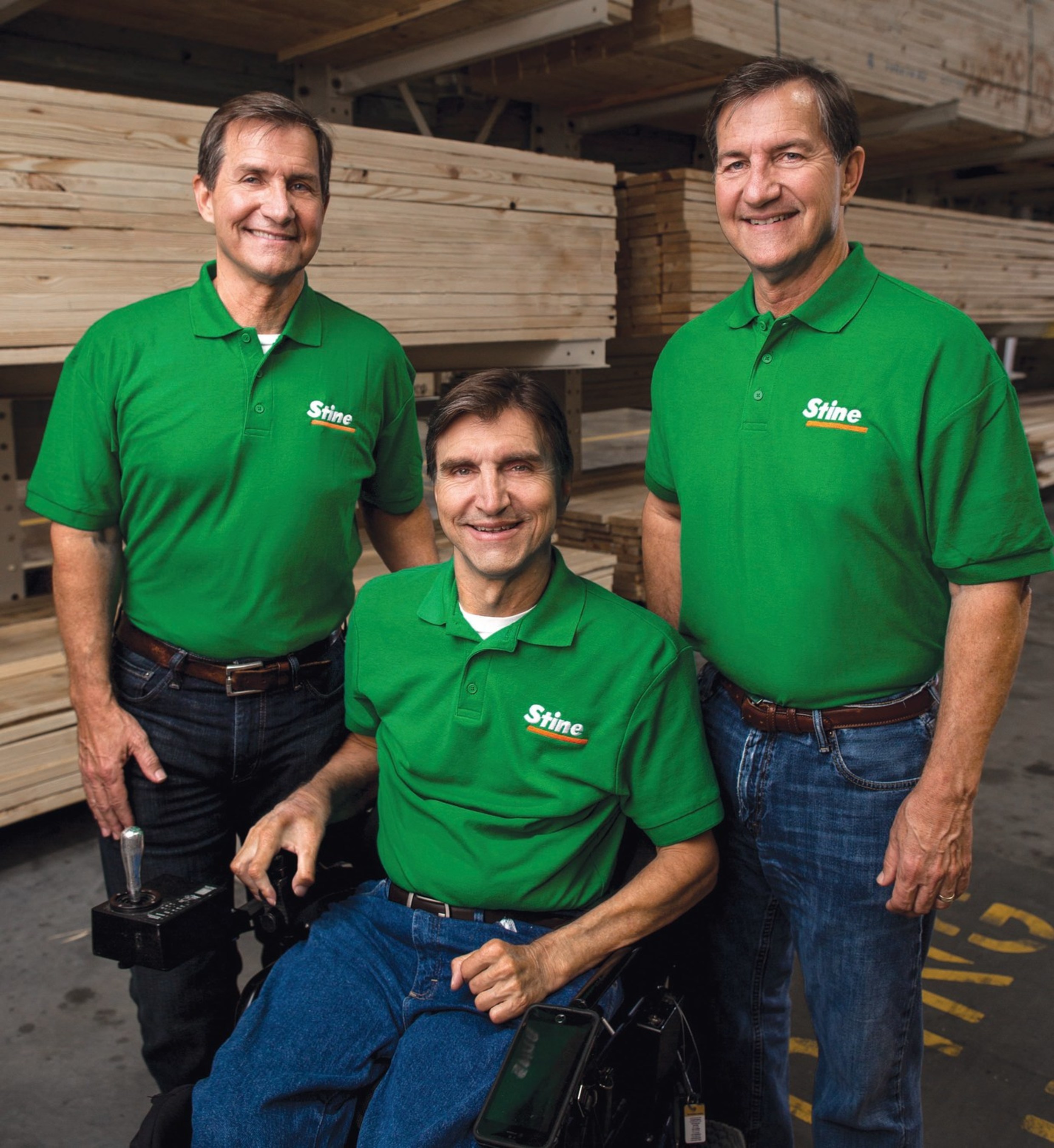 Three of the six brothers who own award-winning Stine Lumber in Sulphur, Louisiana. (Left to right pictured: Dennis Stine, Chief Executive Officer, Tim Stine, Chief Financial Officer, and David Stine, VP of Marketing and Merchandising)