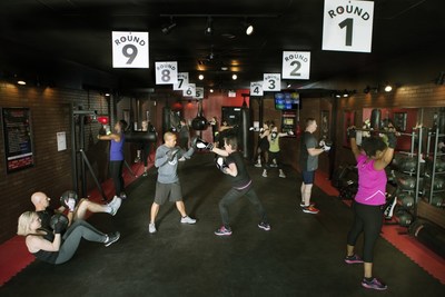 Inside a typical 9Round location. 9Round workouts consist of nine, three-minute stations of activities that include cardio, weight training, core exercises and kicks and punches on 100-pound, double-end, upper cut and speed bags.