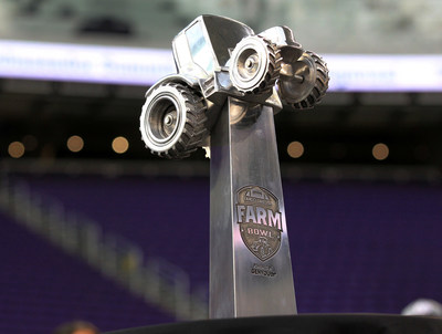 The Land O'Lakes Farm Bowl trophy will be awarded to winners of the Land O'Lakes Farm Bowl, which will happen Thursday, Feb. 1 in Minneapolis. The event challenges teams of current and former professional football players and farmers to a series of farm-themed events, designed to inspire young people to consider careers in agriculture.