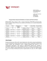 Seaspan Declares Quarterly Dividends on Common and Preferred Shares (CNW Group/Seaspan Corporation)