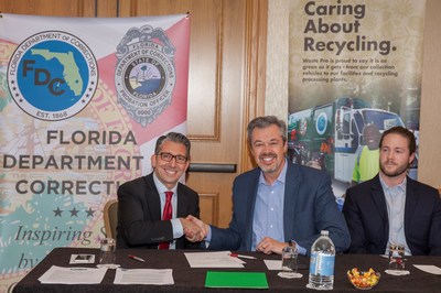 Present to sign the agreement were (L to R): Abe Uccello, FDC Director of Development Improvement & Readiness; Tim Herman, Waste Pro COO, and Sean Jennings, Waste Pro Director & Division Manager
