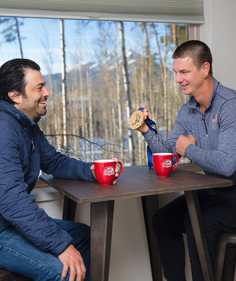U.S. Paralympic gold medalist para-snowboarder Evan Strong and coach Daniel Gale, on behalf of Folgers.