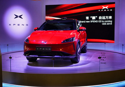 On January 9, Xpeng Motors debuts its ready-to-sell production car at the International CES 2018 in Las Vegas, NV, USA.