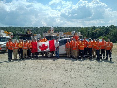 Hydro Ottawa sent a group of 26 employees, including highly skilled powerline maintainers, to rural Georgia to assist in power restoration after Hurricane Irma devastated many communities in the southern United States. (CNW Group/Hydro Ottawa Holding Inc.)