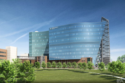 Rendering of The Children's Research Institute at Children's Mercy Kansas City. The facility is thanks in part to a $150 million donation; the largest one-time gift made to a children's hospital for pediatric research.