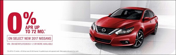 Glendale Nissan is offering 0 percent financing to highly qualified shoppers.