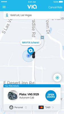 With just a tap on the Via app, passengers can request a ride in NAVYA’s AUTONOM CAB, control the vehicle’s door opening once it arrives at the pickup spot, and command it to close the door and begin the ride once they’re safely aboard.