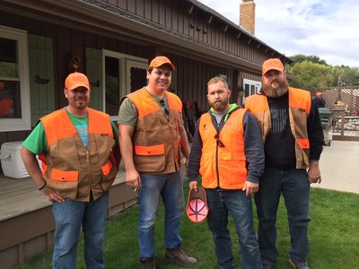 WWP pheasant hunters don safety gear before their hunt session.