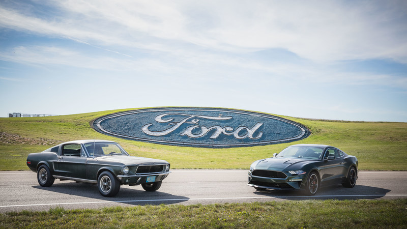 50 years of history - original Mustang from movie Bullitt meets new Mustang. Courtesy of HVA, Casey Maxon