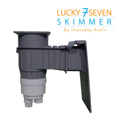 Thursday Pools' innovative new Lucky 7 Skimmer, designed exclusively to accommodate the slope of a fiberglass pool.