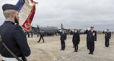 France’s first C-130J Super Hercules was officially welcomed to its new home at Orléans – Bricy Air Base on Jan. 15, 2018. Florence Parly (center), France’s minister of the Armed Forces, hosted a ceremony at the base commemorating the event. France will receive a total of four Super Hercules aircraft through an FMS sale through the U.S. government. (Photo by Todd R. McQueen)