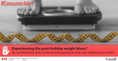 Experiencing the post-holiday weight blues? Be careful! Many diets or fat-burning products may only lighten your wallet (CNW Group/Competition Bureau)