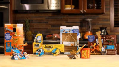 As part of its larger partnership with Rube Goldberg, Inc., General Mills Cereal introduces specially-marked boxes of iconic General Mills cereals, including Cheerios, Cinnamon Toast Crunch, Cocoa Puffs, Cookie Crisp, Lucky Charms and Reese’s Puffs. Each box includes easy-to-follow instructions to transform the packaging into one of six Rube Goldberg-inspired simple machines.