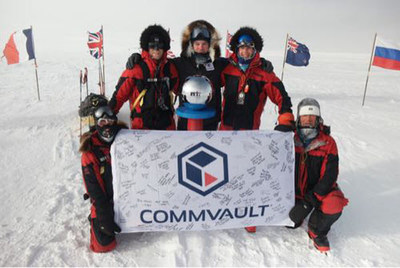 After 56 days skiing over 600 miles, the South Pole Energy Team has reached the South Pole. Pictured here with Commvault CMO Chris Powell, who joined the team for its last week and final 60 miles, at the South Pole with Commvault flag signed by employees from all over the world. Current weather at South Pole: Windchills -37 Celsius... true temp -28 Celsius!  Commvault serves as the official Data Partner for the expedition organization 2041.com, assuring all data is protected.