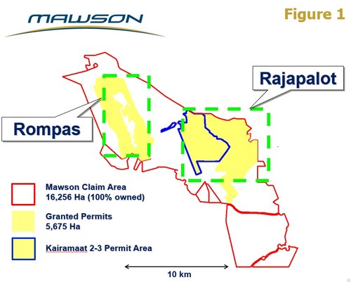Figure 1: Location of Kairamaat 2-3 with respect to Mawson Exploration Permit Area at the Rompas-Rajapalot project in Finland (CNW Group/Mawson Resources Ltd.)