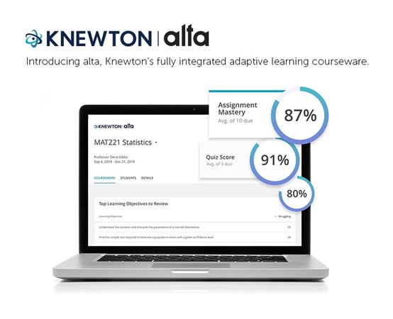 Knewton Launches Alta, Fully Integrated Adaptive Learning Courseware for  Higher Education, Putting Achievement in Reach for Everyone