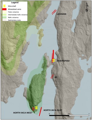 Figure 3. Leta Arm Project – Deposit and Showing Location Map (CNW Group/Nighthawk Gold Corp.)