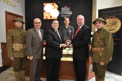 Today, the United States Mint opened sales for their new 2018 WWI Centennial Silver Dollar. This new coin honors the 100th anniversary of American participation in WWI. The first official purchase was made by Colonel Gerald York, grandson of WWI hero, Sergeant Alvin York. Joining him is Acting Deputy Director of the U.S. Mint David Motl, and U.S. World War I Centennial Commission Veteran Liaison, David Hamon. A surcharge from the coin supports the Centennial Commission's education and commemorative programs. The new World War I Centennial Silver Dollar can be purchased at www.usmint.gov