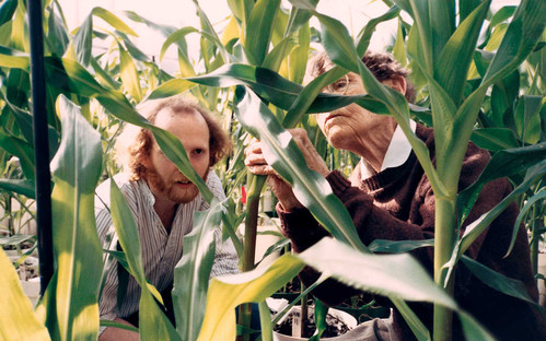 Robert Martienssen with his mentor Barbara McClintock at CSHL, ca. 1990