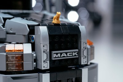 Mack Trucks teamed up with the LEGO Group to develop a LEGO Technic kit that can be used to build extremely detailed models of the Mack Anthem® (top) or Mack® LR (middle) models. With 2,595 pieces, including a very special replica of the Mack Bulldog hood ornament (bottom), it's the fifth-largest LEGO Technic set ever.