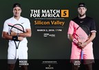 Roger Federer welcomes Bill Gates, Savannah Guthrie, and Jack Sock in San Jose for the Match for Africa 5 to benefit children's education in Africa