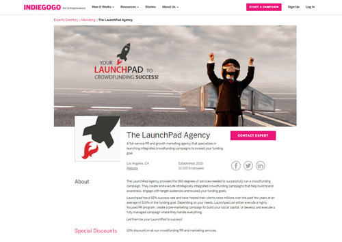 The LaunchPad Agency Joins a Select List of Indiegogo-Recommended Companies to Provide Best-in-Class Crowdfunding Services