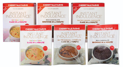 Cherryvale Farms has launched Instant Indulgence, a line of microwave instant mug cake mixes that provide an individual indulgence in just over a minute. Available in three delicious flavors — Rich Chocolate Brownie In A Minute™, Salted Caramel Chocolate Cake In A Minute™ and Birthday Cake In A Minute™ — Cherryvale Farms Instant Indulgence brings innovation to the baking aisle as the first clean-ingredient, plant-based mix that creates delicious cake in the microwave.