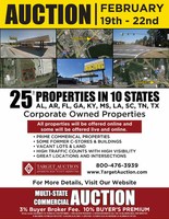 Target Auction Company announces 25± Commercial Auction Properties Auctions in 10 States throughout the Southeast and Texas