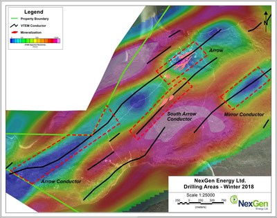Figure 1: Winter Drilling Areas – ZTEM Resistivity – 450m Depth Slice (CNW Group/NexGen Energy Ltd.)