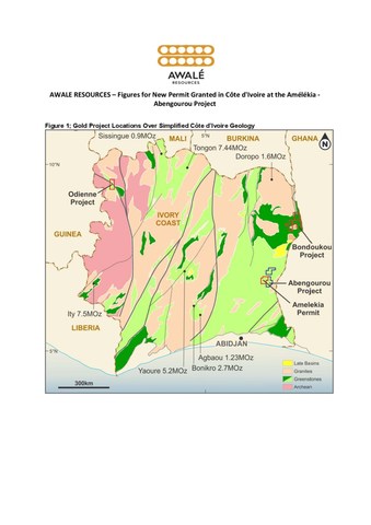Figures for New Permit in the Abengourou Project Area (CNW Group/Awale Resources)